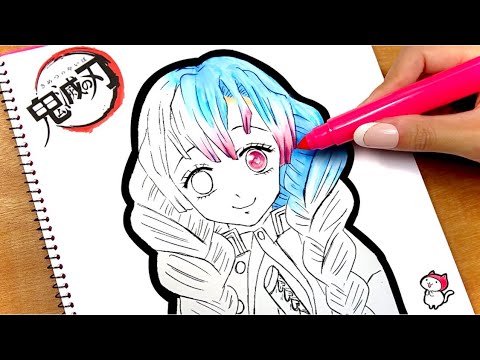 甘露寺蜜璃が夢かわヘアカラーにチェンジ 鬼滅の刃をリカちゃんがお絵かき塗り絵 漫画やアニメのイラストを描いてみたよ 簡単可愛い書き方 塗り方の紹介 Demon Slayer 子供が静かに観てくれる動画まとめ